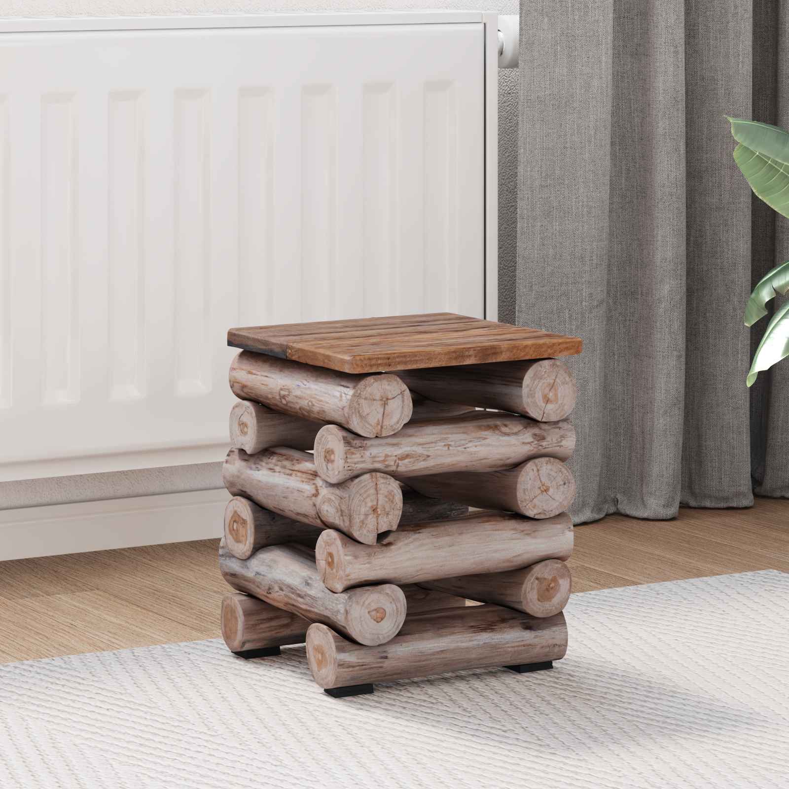Pouf Naturale 30 x 30 x 38 cm Legno di teak solido | homemem39