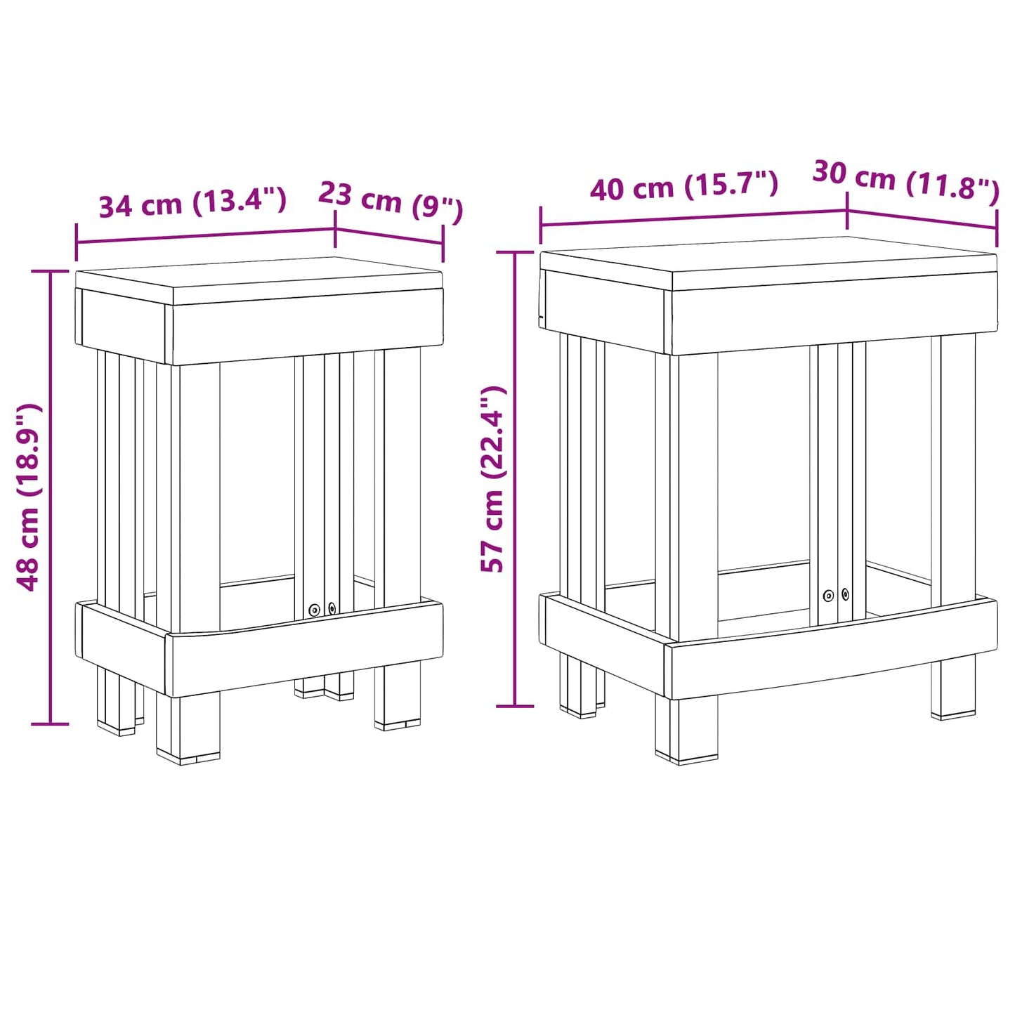 Supporto per piante 2 pz Marrone 70 x 11 x 27 cm