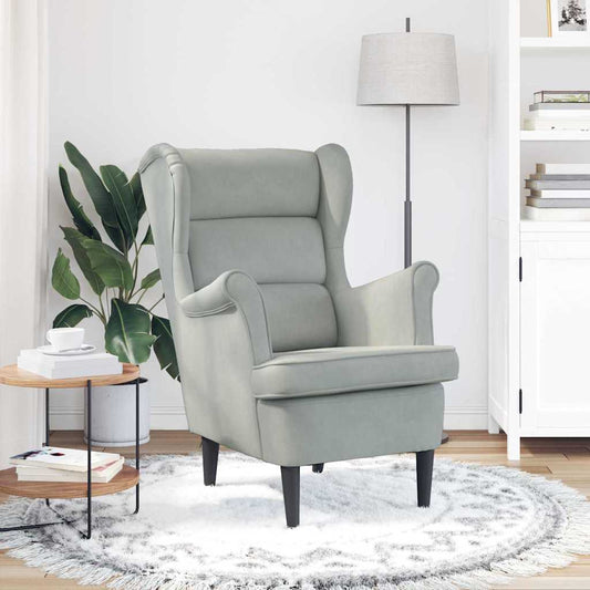 Poltrona Grigio chiaro 71 x 92 x 91 cm Velluto