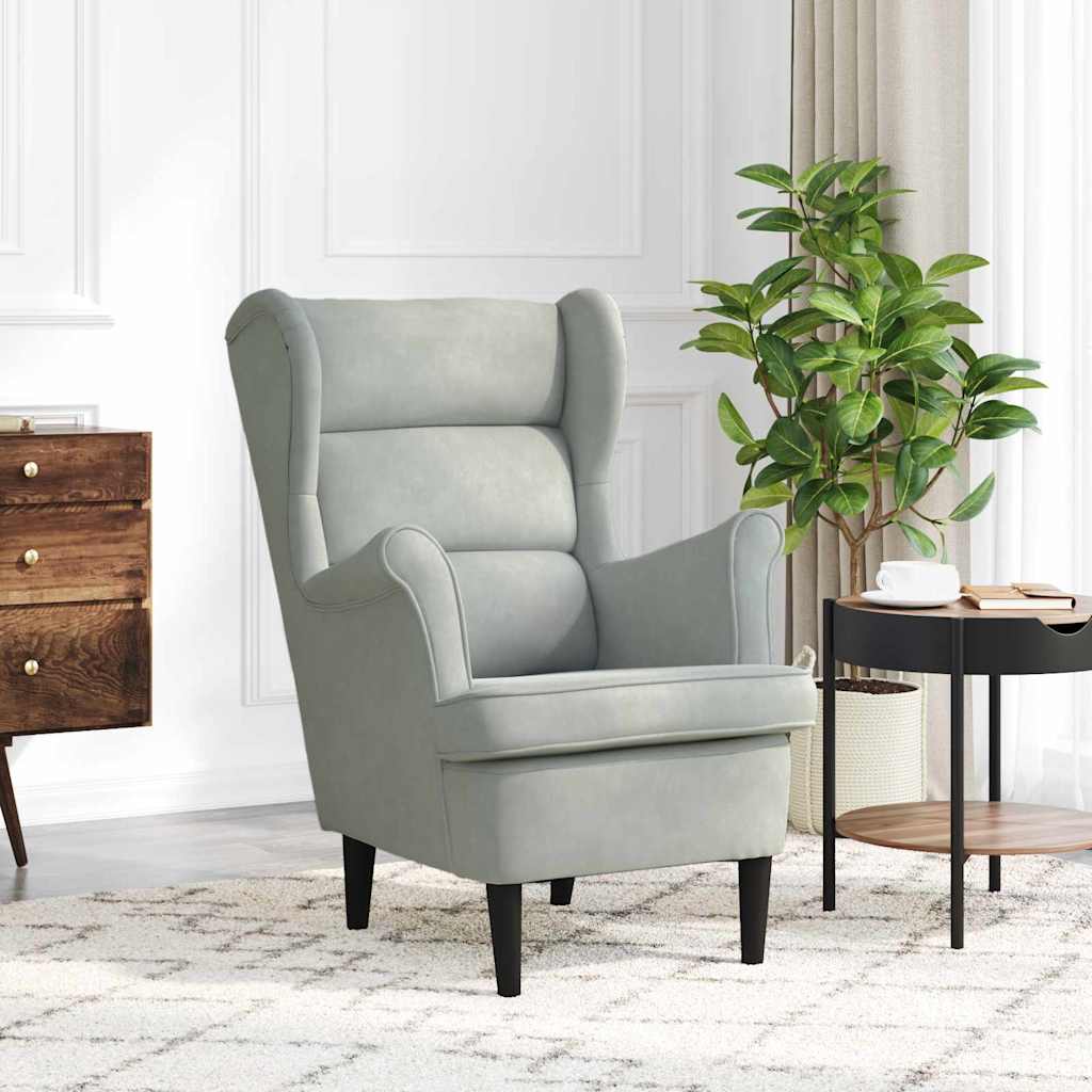 Poltrona Grigio chiaro 71 x 92 x 91 cm Velluto