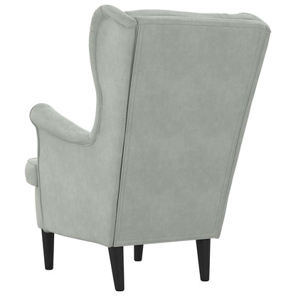 Poltrona Grigio chiaro 71 x 92 x 91 cm Velluto