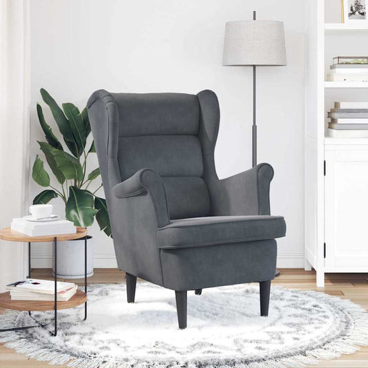 Poltrona Grigio scuro 71 x 92 x 91 cm Velluto