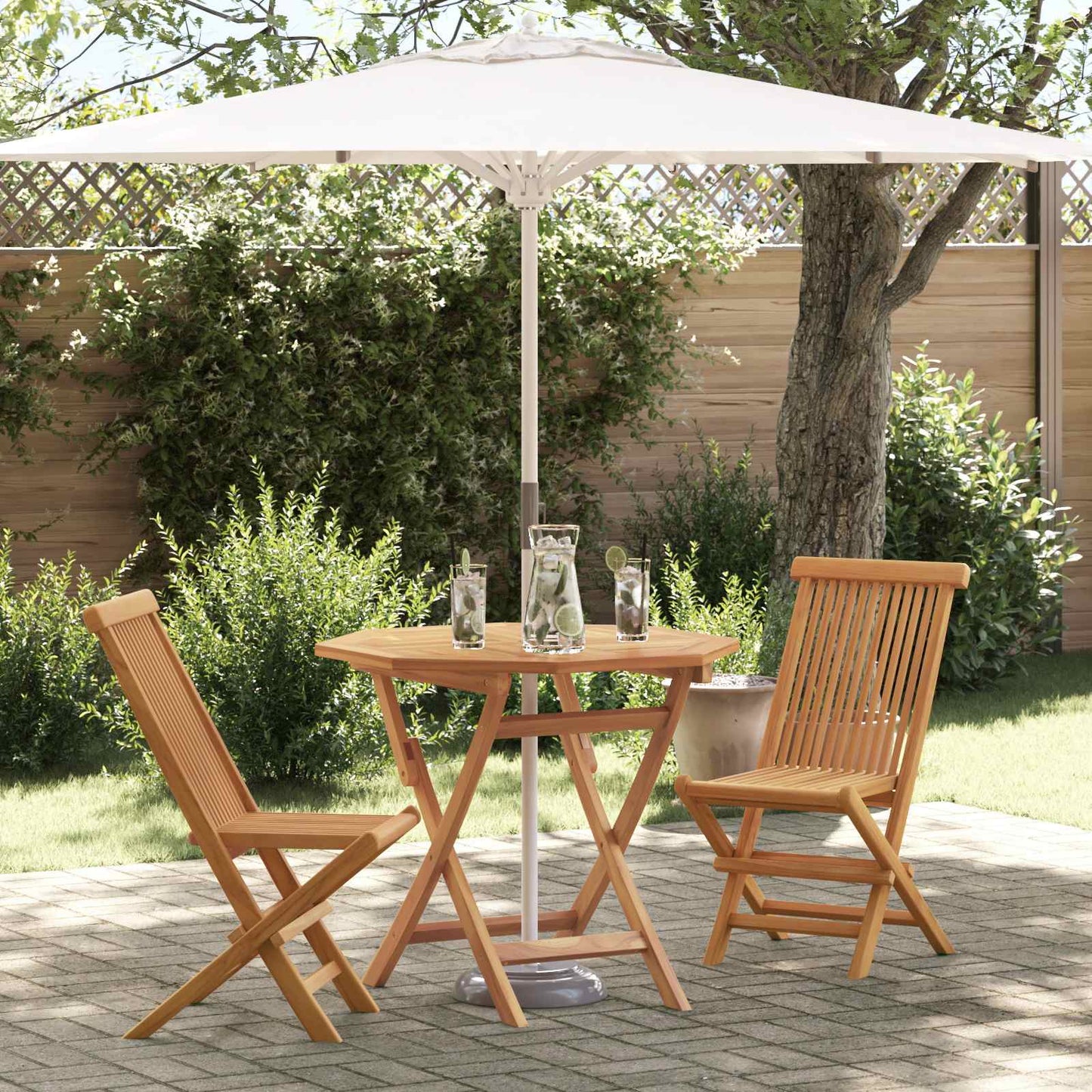 Set da Pranzo per Giardino 3 pcs Marrone