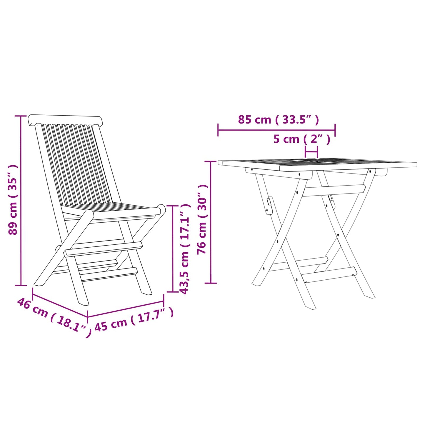 Set da Pranzo per Giardino 3 pcs Marrone | homemem39