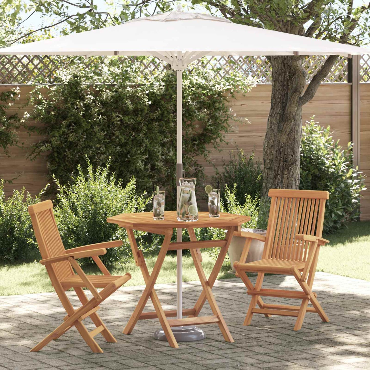 Set da Pranzo per Giardino 3 pcs Marrone