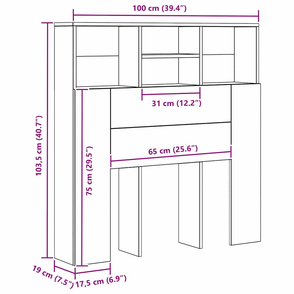 Testata del letto Rovere artigianale 100 x 19 x 103,5 cm