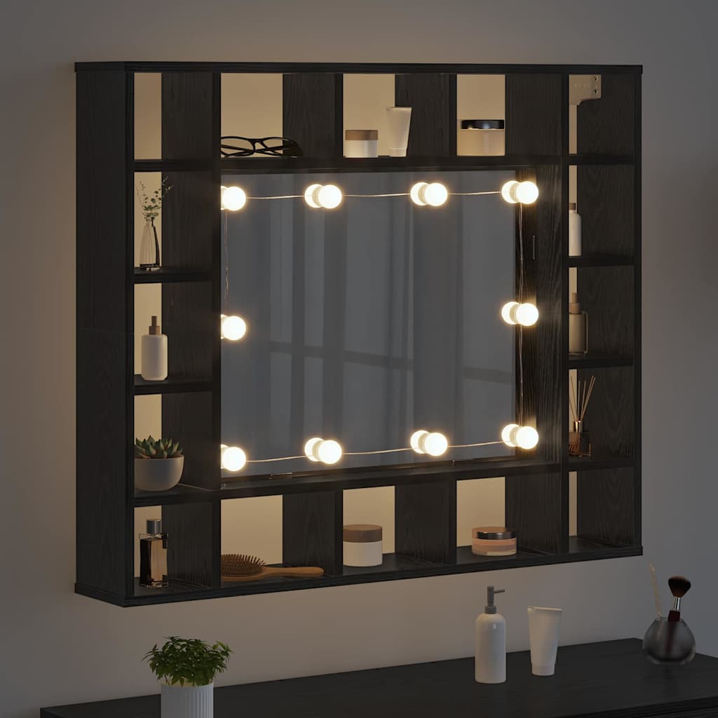 Mobiletto per specchio Rovere Nero 91 x 15 x 76,5 cm | homemem39