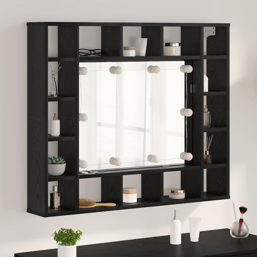 Mobiletto per specchio Rovere Nero 91 x 15 x 76,5 cm
