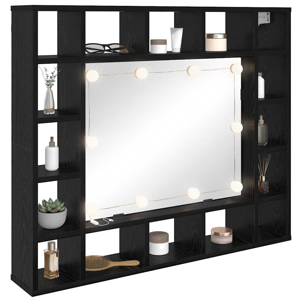 Mobiletto per specchio Rovere Nero 91 x 15 x 76,5 cm | homemem39