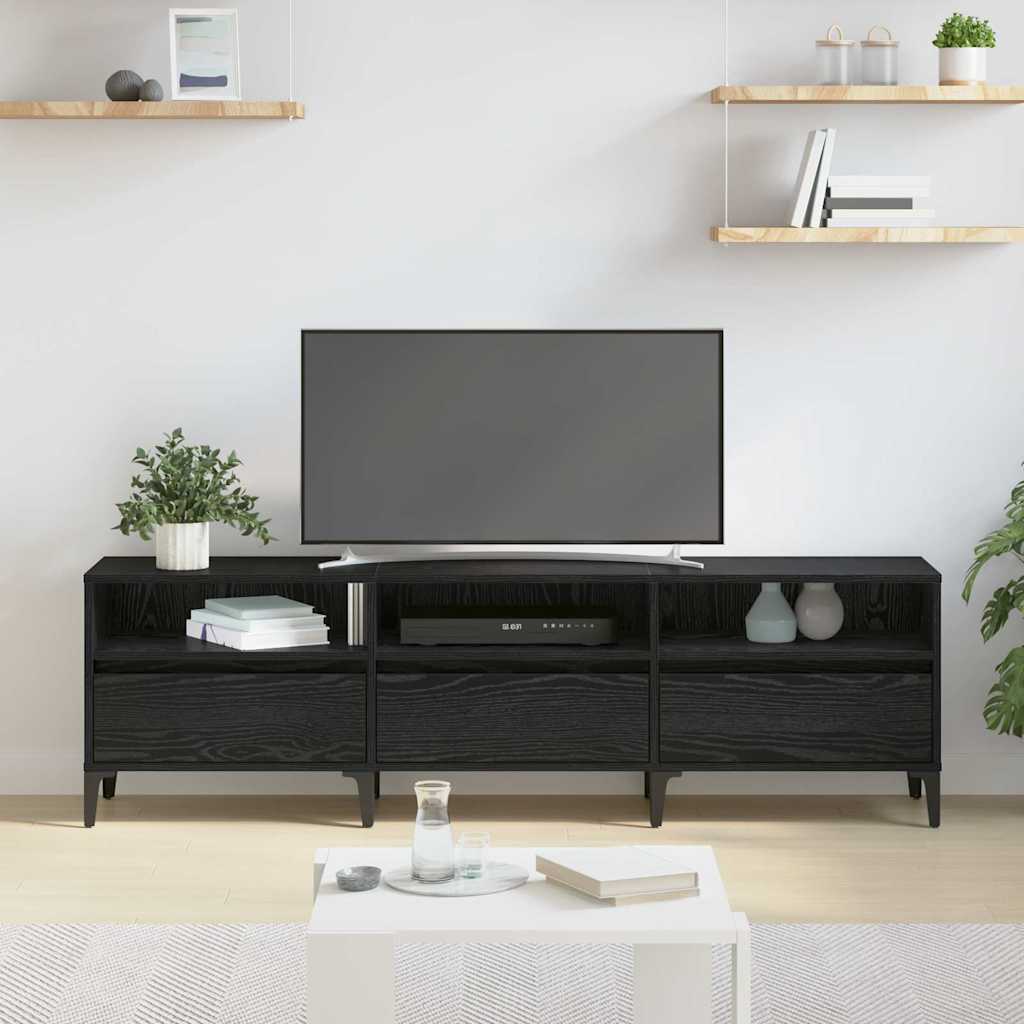 Mobile TV con cassetto Rovere Nero 150 x 30 x 45 cm
