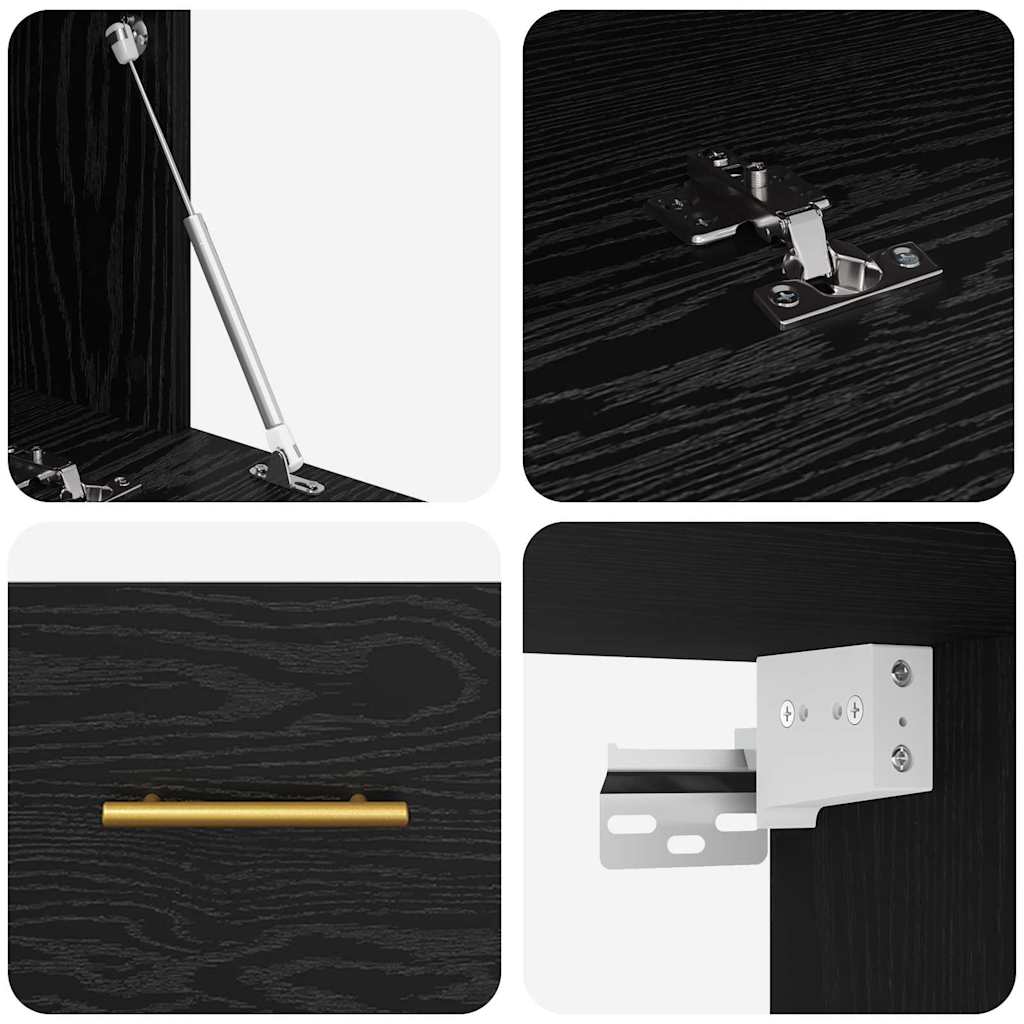 Armadietto a muro Rovere nero 80 x 36.5 x 35 cm | homemem39