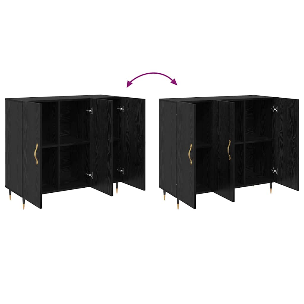 Credenza Rovere Nero 90 x 34 x 80 cm Legno multistrato