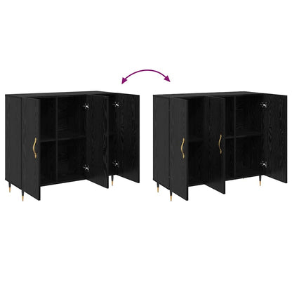 Credenza Rovere Nero 90 x 34 x 80 cm Legno multistrato