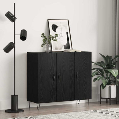 Credenza Rovere nero 90 x 34 x 80 cm Legno multistrato