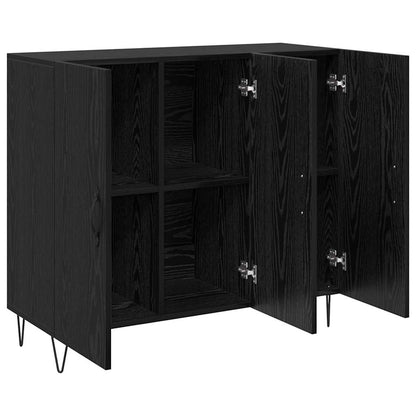 Credenza Rovere nero 90 x 34 x 80 cm Legno multistrato