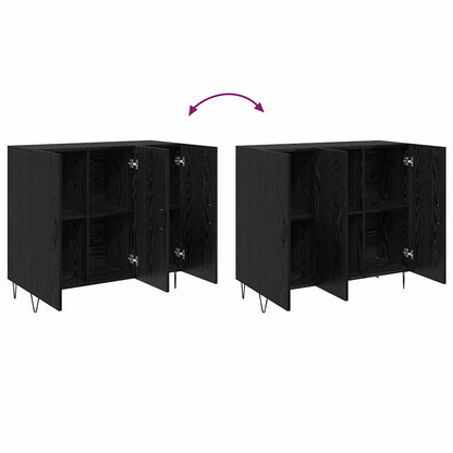 Credenza Rovere nero 90 x 34 x 80 cm Legno multistrato