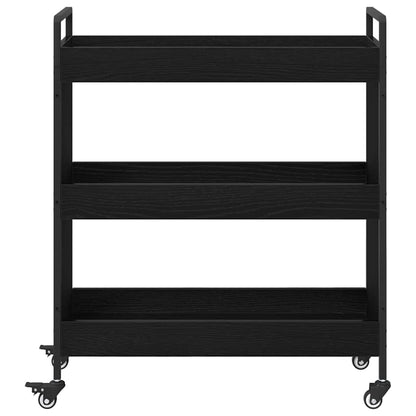 Carrello da Cucina Rovere Nero 70 x 30 x 82 cm
