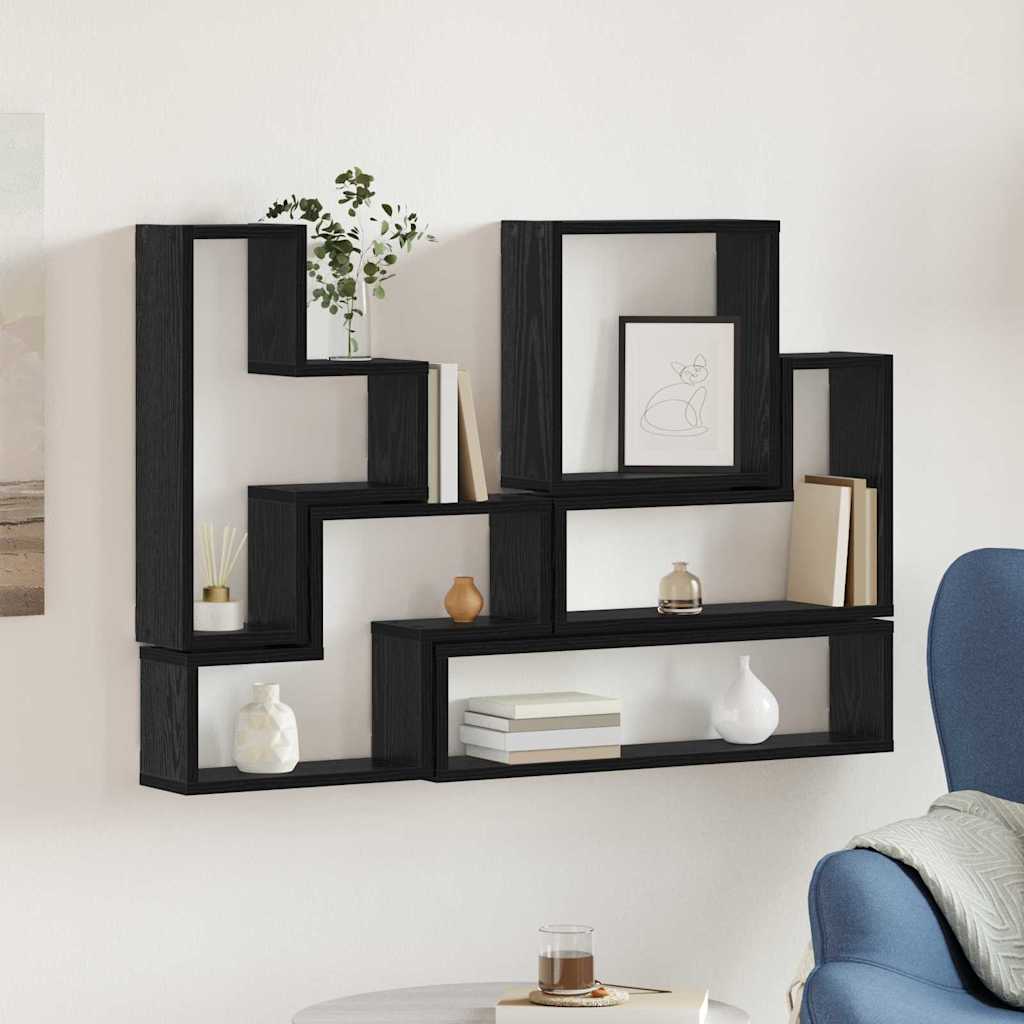 Cubo da Parete Rovere nero 96 x 12 x 64 cm Legno multistrato