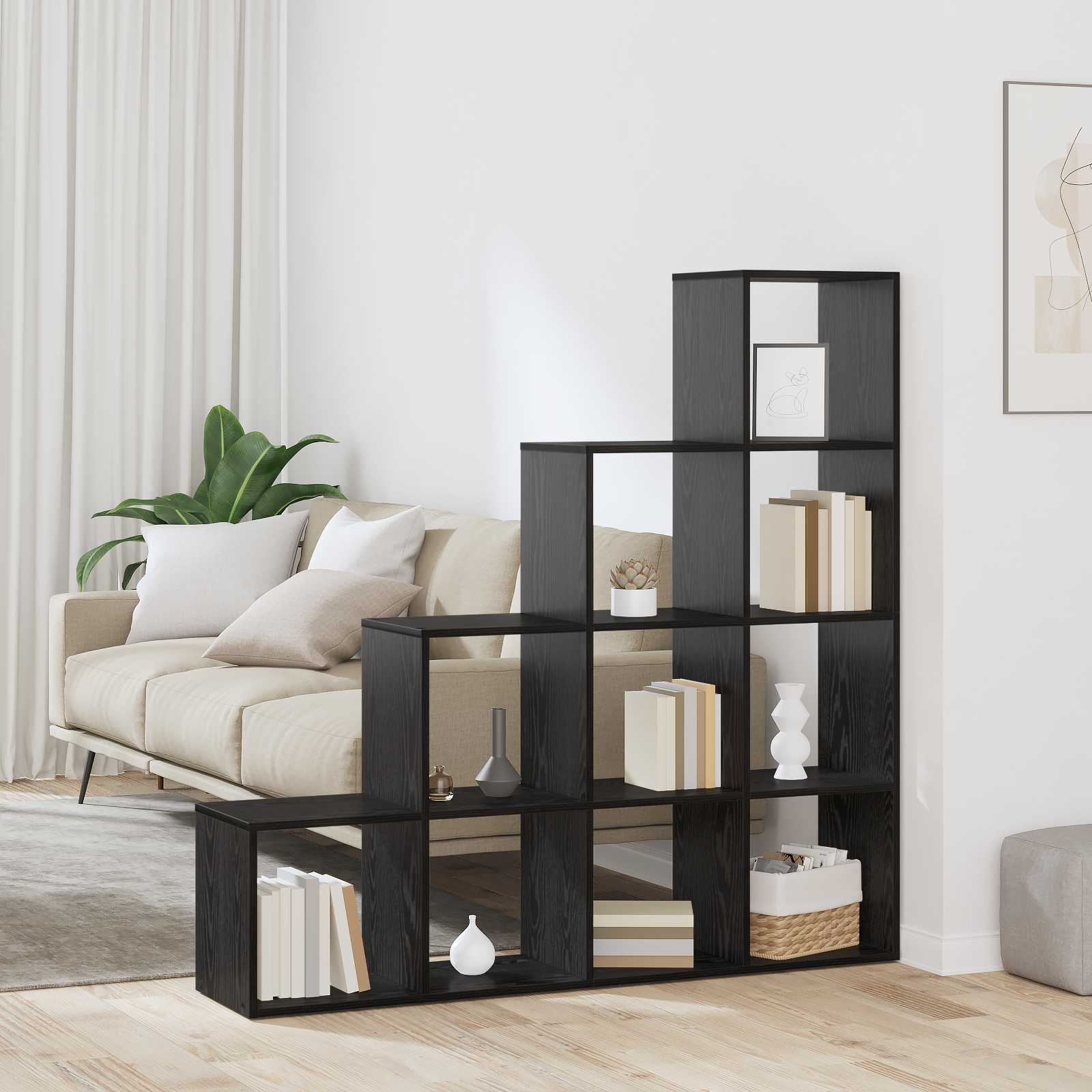 Libreria divisoria Rovere Nero 131,5 x 29 x 131,5 cm | homemem39