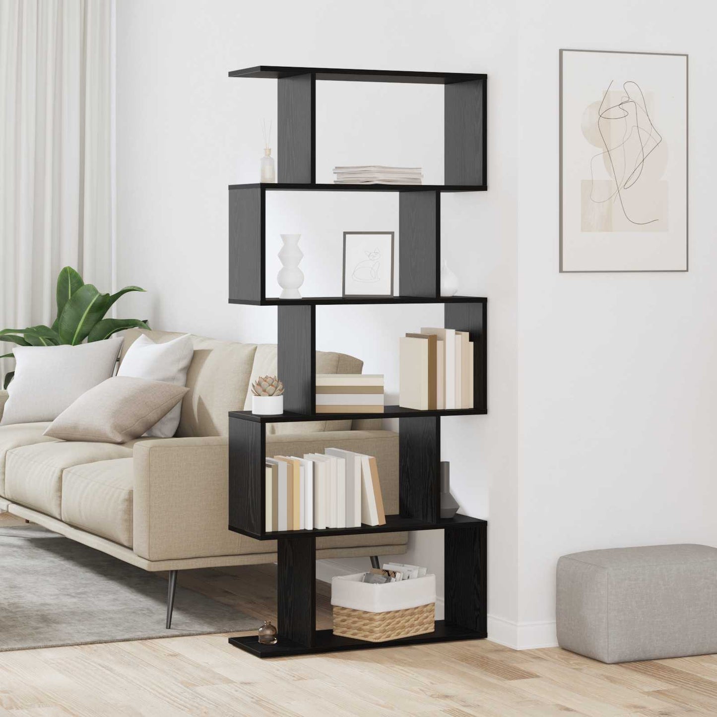 Armadio per Libri Rovere Nero 70 x 24 x 161 cm | homemem39