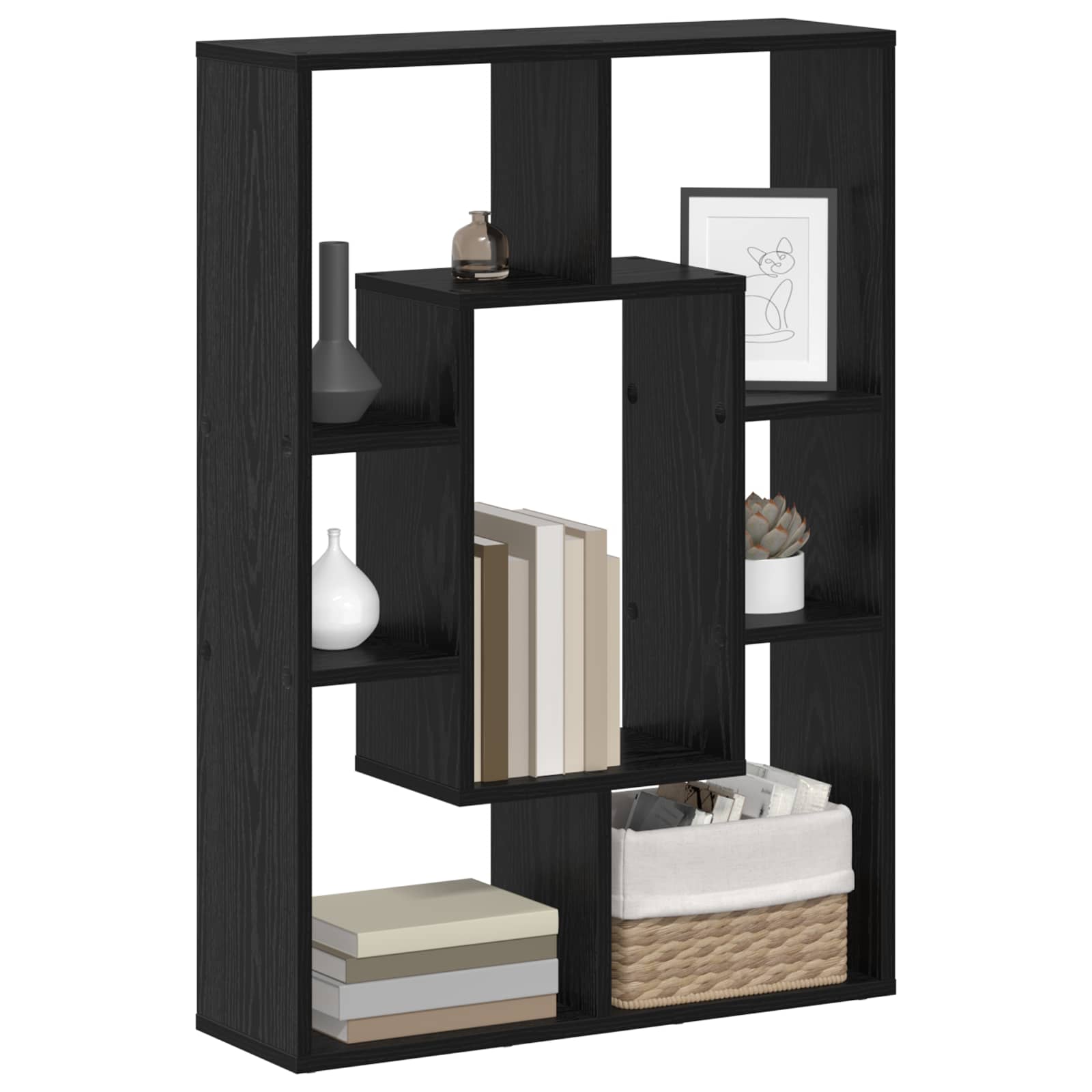 Armadio per Libri Rovere Nero 63 x 20 x 90 cm Legno multistrato | homemem39