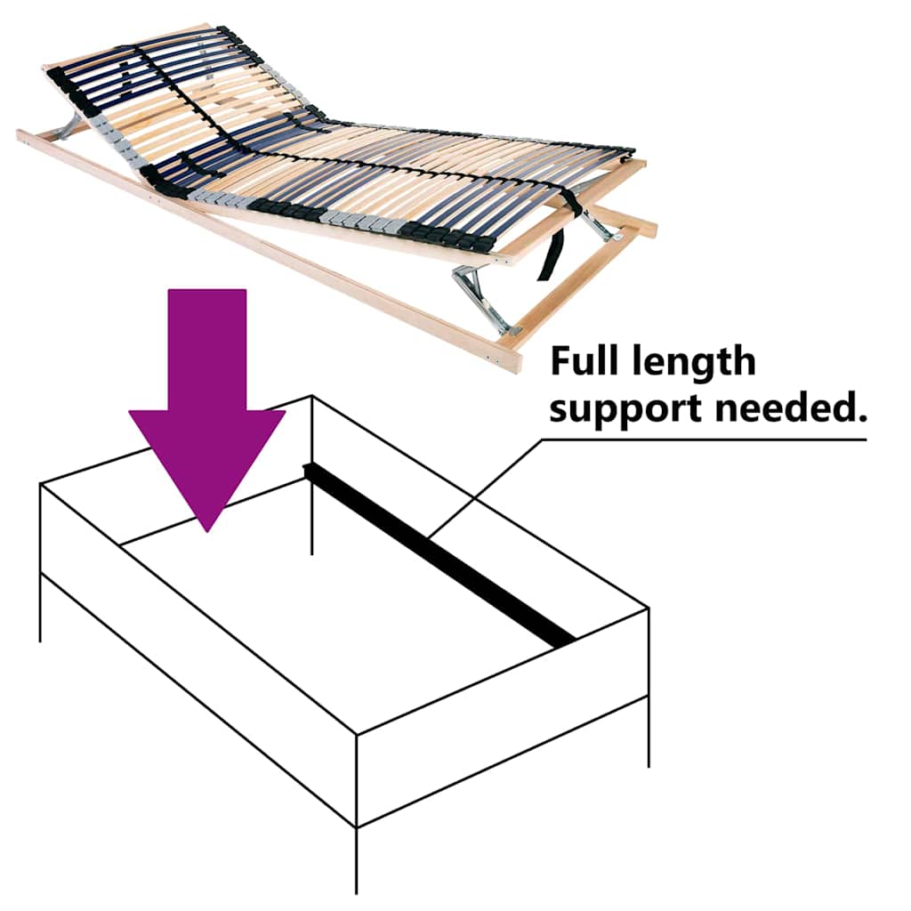 Base a doghe Marrone 90 x 190 cm Legno massello di faggio - homemem39