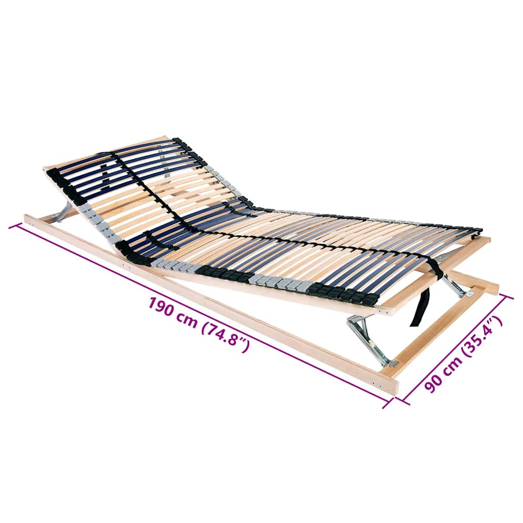 Base a doghe Marrone 90 x 190 cm Legno massello di faggio - homemem39