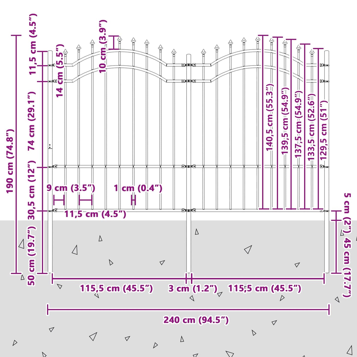 Recinzione per Giardino Woerden Grigio 240 x 190 cm | homemem39