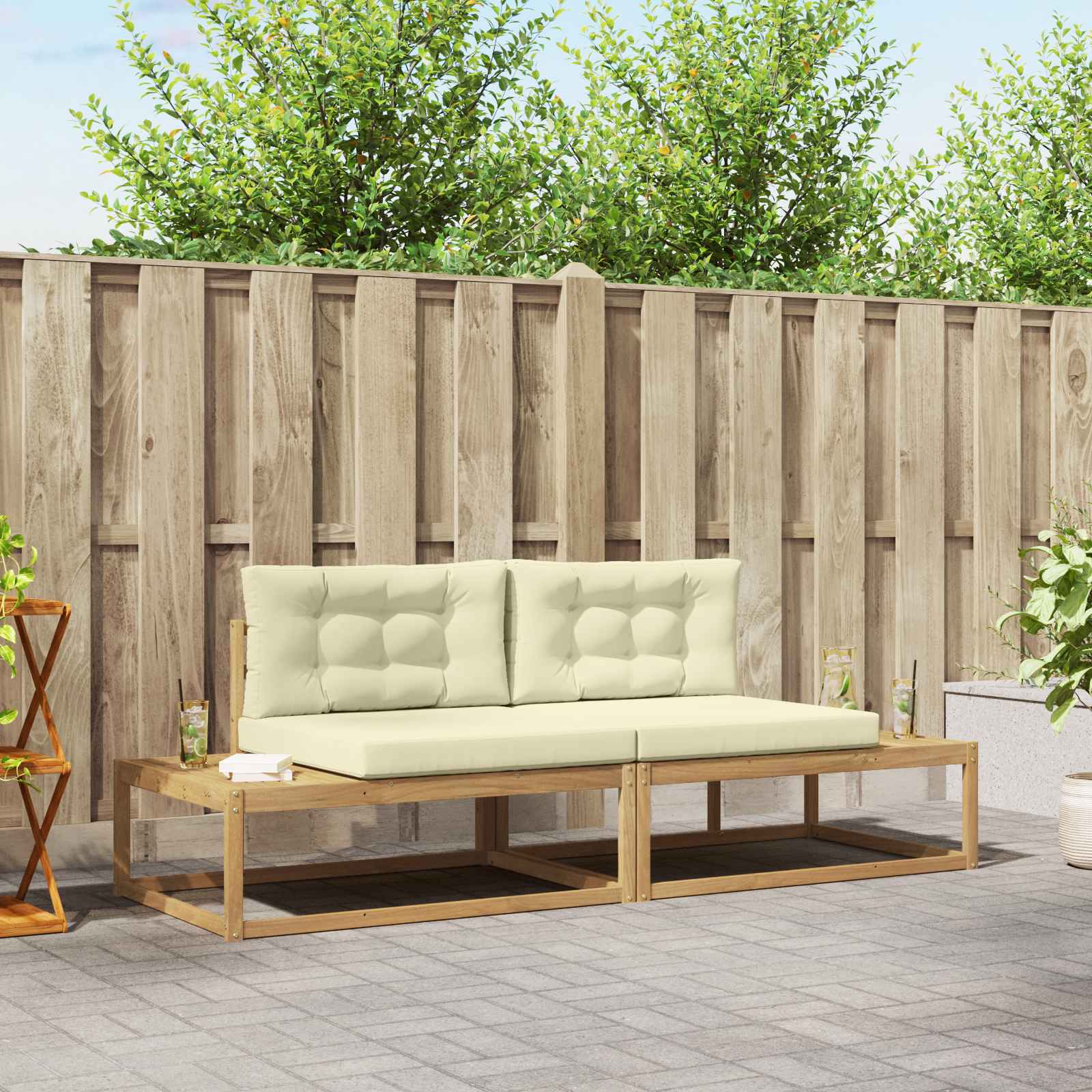 Set di divani da esterno Bianco 230,5 x 83 x 73 cm Poliestere | homemem39