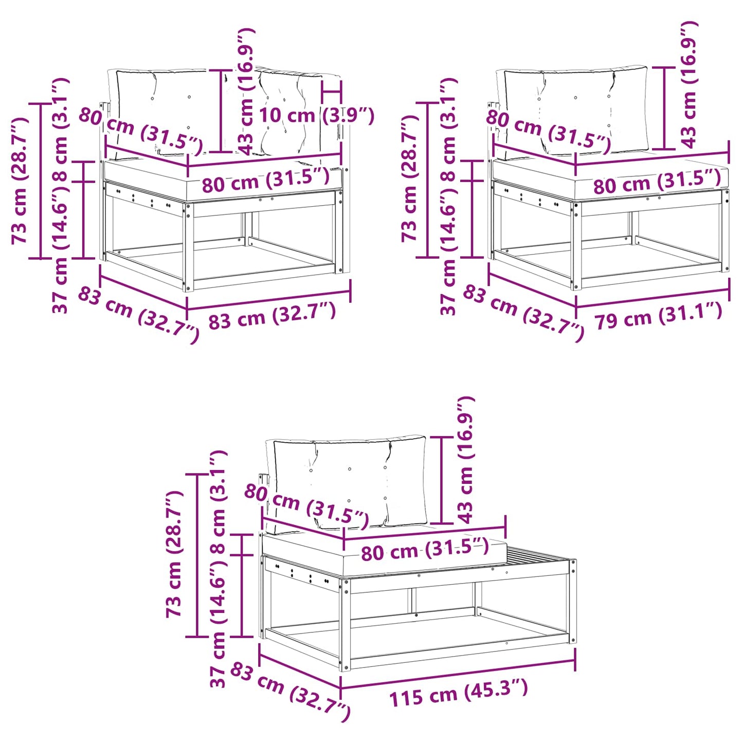 6 pcs Set di divani da esterno Poliestere | homemem39