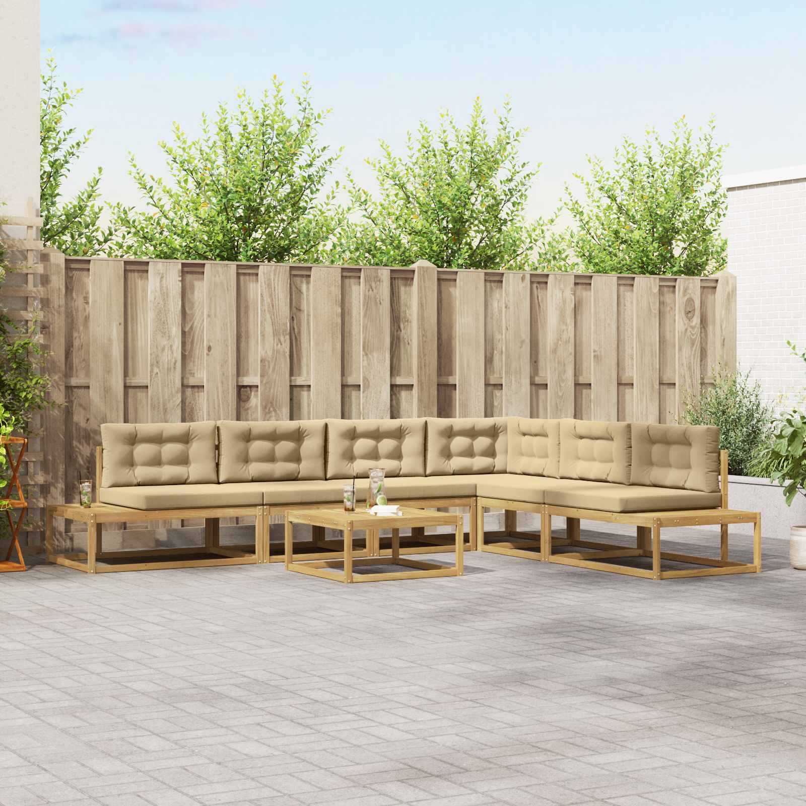 Set di divani da esterno Bianco 79 x 79 x 37 cm Poliestere | homemem39