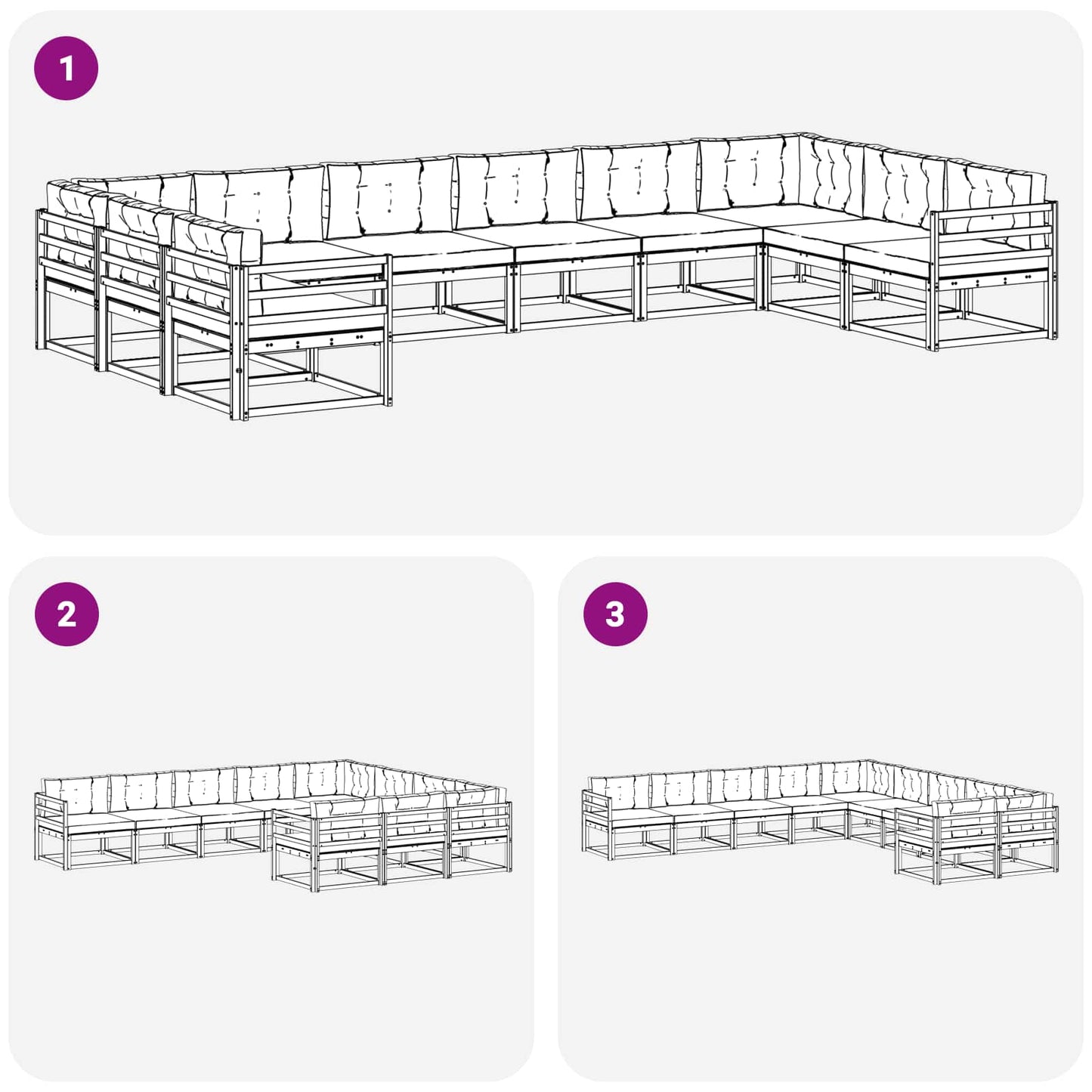 Set di divani da esterno con cuscino 10 pcs Bianco e Crema | homemem39