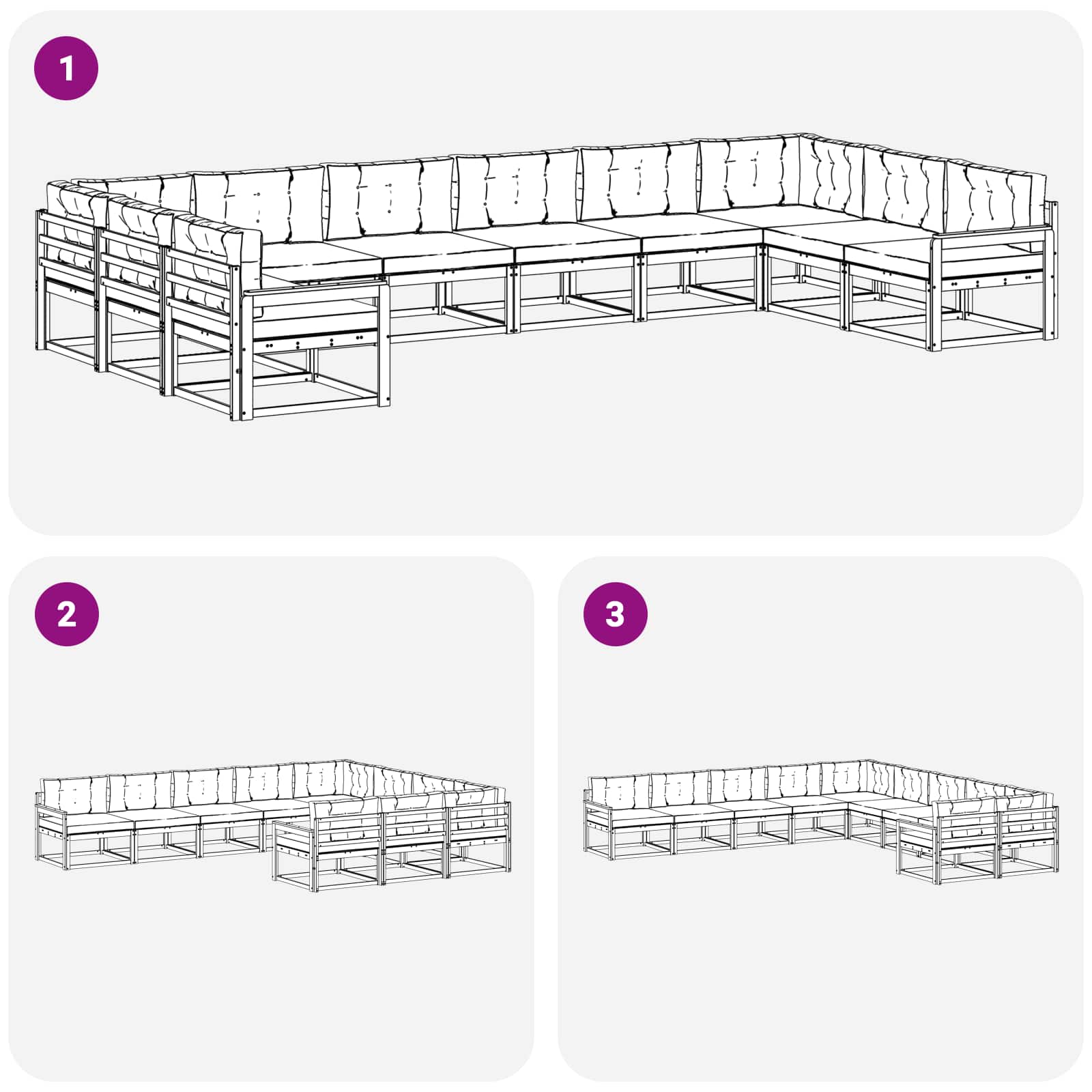 Set di divani da esterno con cuscino 10 pcs Bianco e Crema | homemem39