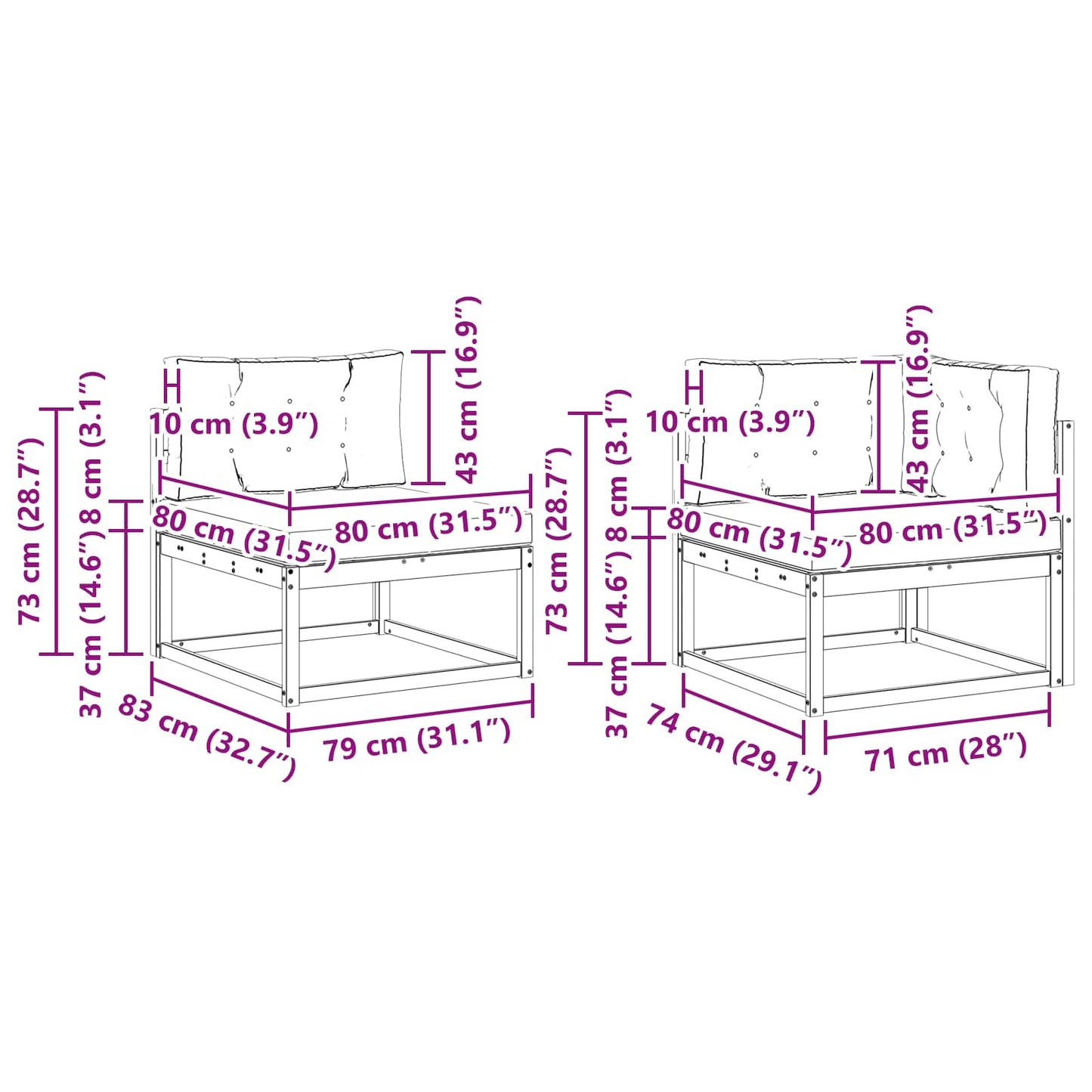 Set di divani da esterno con cuscino 10 pcs Bianco e Beige | homemem39