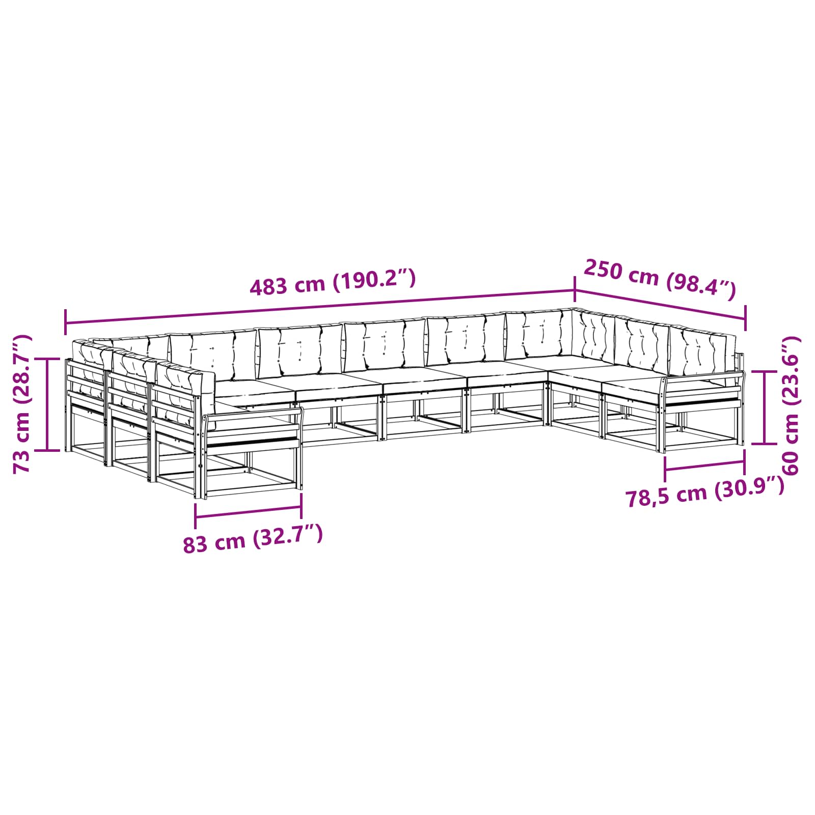 Set di divani da esterno con cuscino 10 pcs Bianco e Antracite | homemem39