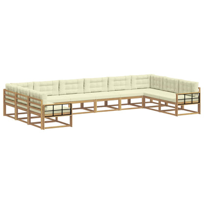 Set di divani da esterno con cuscino 10 pcs Bianco e Crema | homemem39