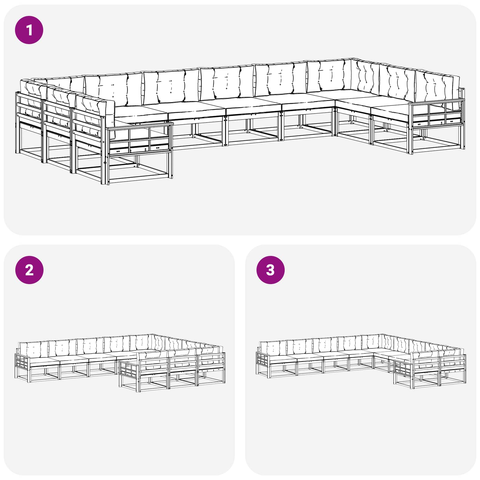 Set di divani da esterno con cuscino 10 pcs Bianco e Antracite | homemem39