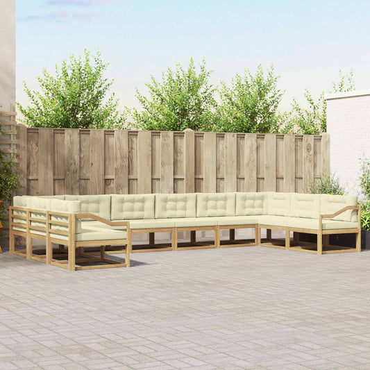 Set di divani da esterno con cuscino 10 pcs Bianco e Crema | homemem39