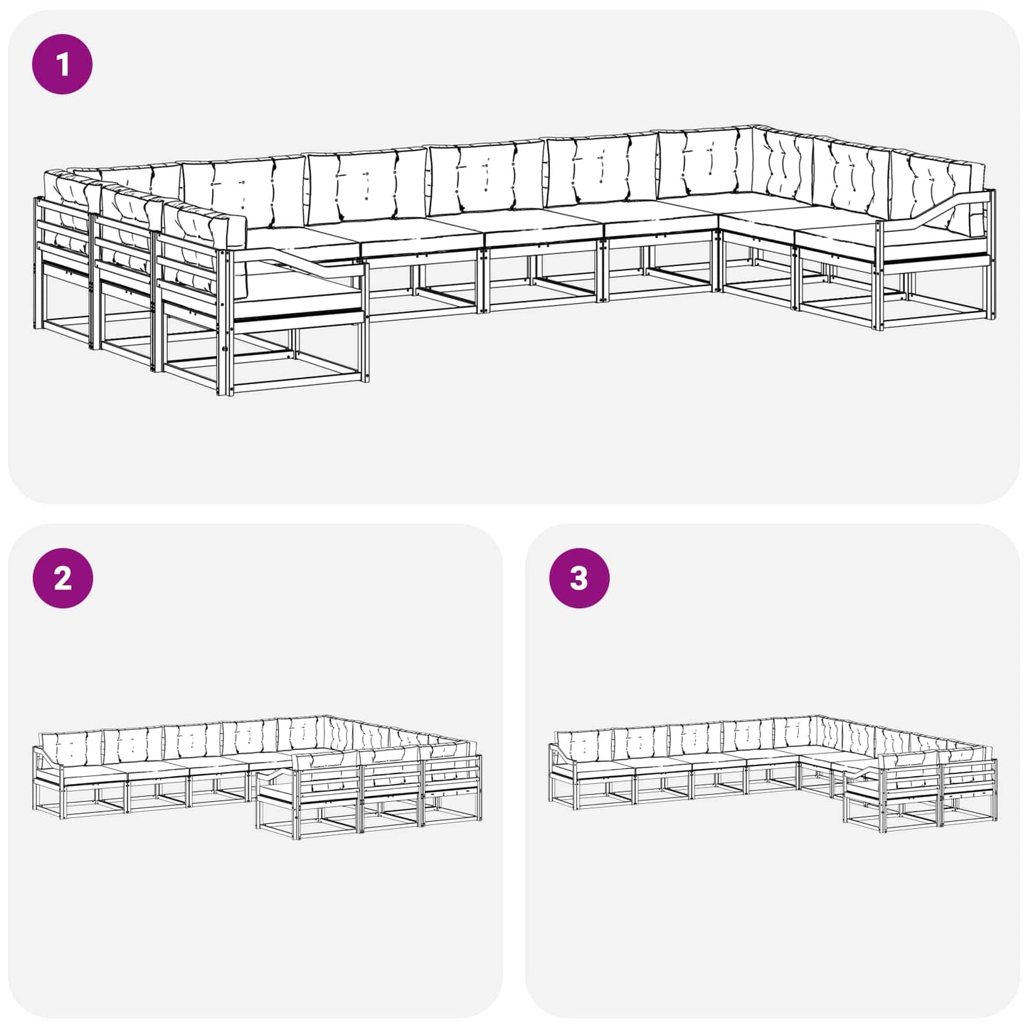 Set di divani da esterno con cuscino 10 pcs Bianco e Crema | homemem39