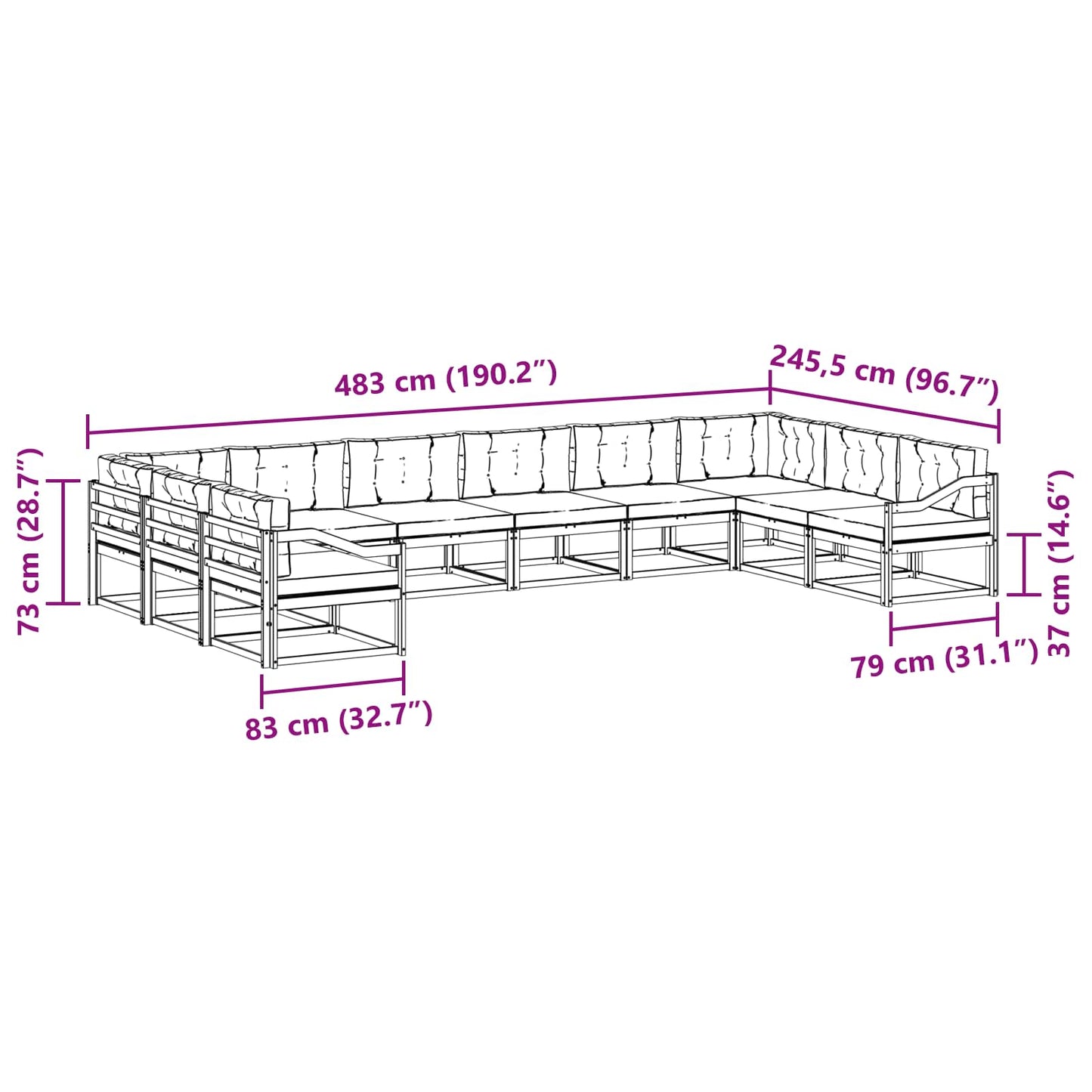 Set di divani da esterno con cuscino 10 pcs Bianco e Antracite | homemem39