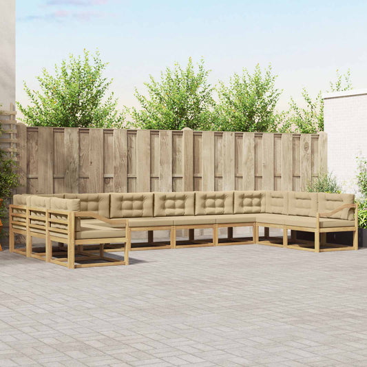 Set di divani da esterno con cuscino 10 pcs Bianco e Beige