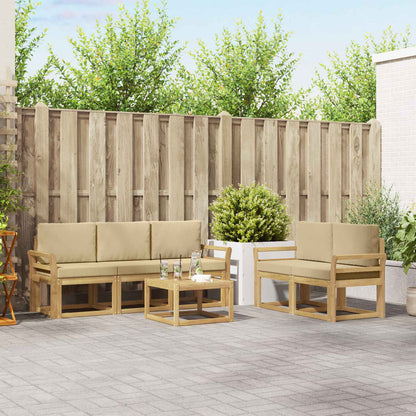 Set di divani da esterno 6 pz 5-Posti Bianco e Beige | homemem39