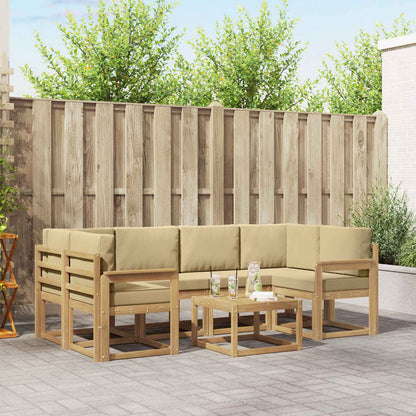 Set di divani da esterno 7 pz 6-Posti Bianco e Beige