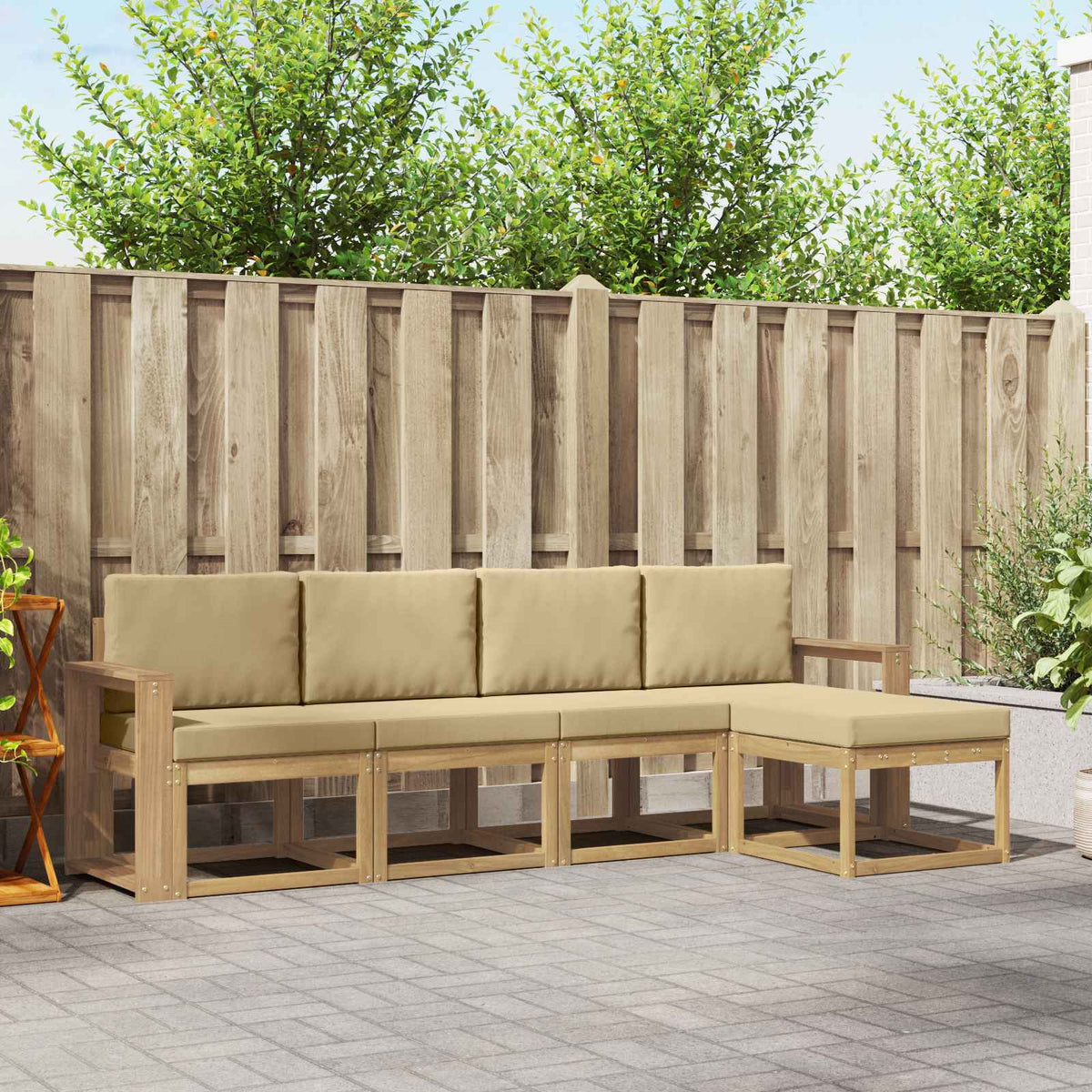 Set di divani da esterno 5 pz Bianco e Beige | homemem39