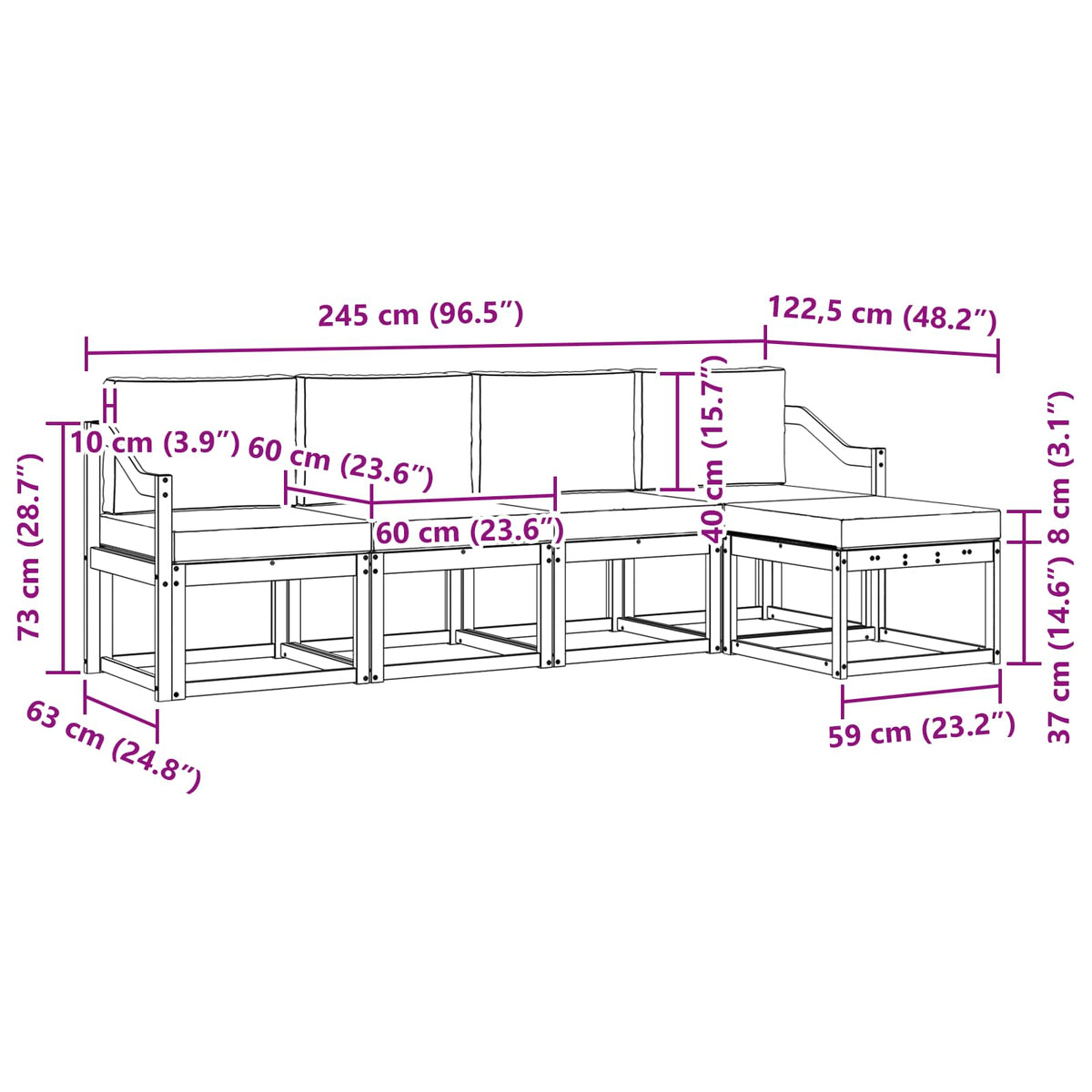 Set di divani da esterno 5 pz Bianco e Beige | homemem39