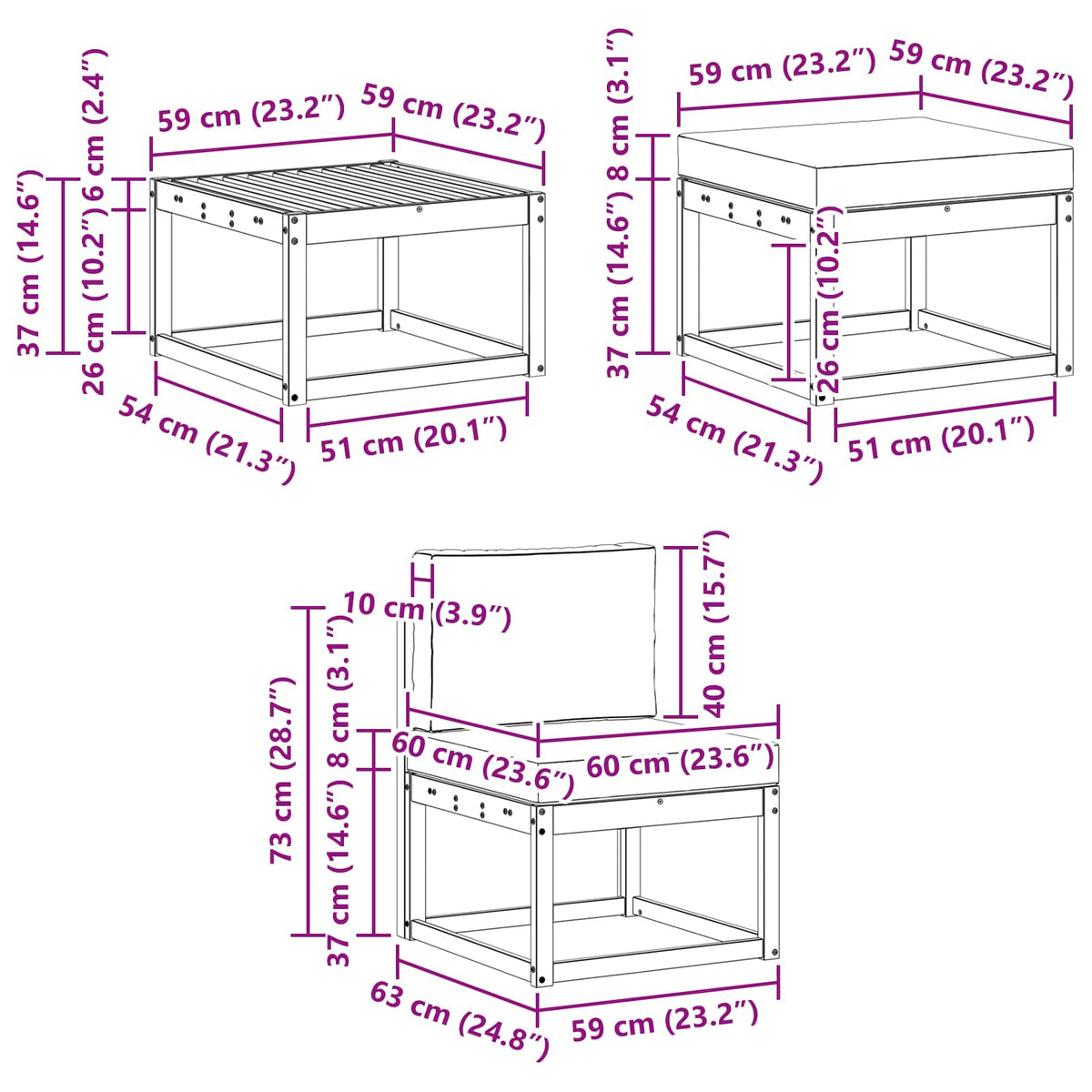 Set di divani da esterno 6 pz Bianco e Beige