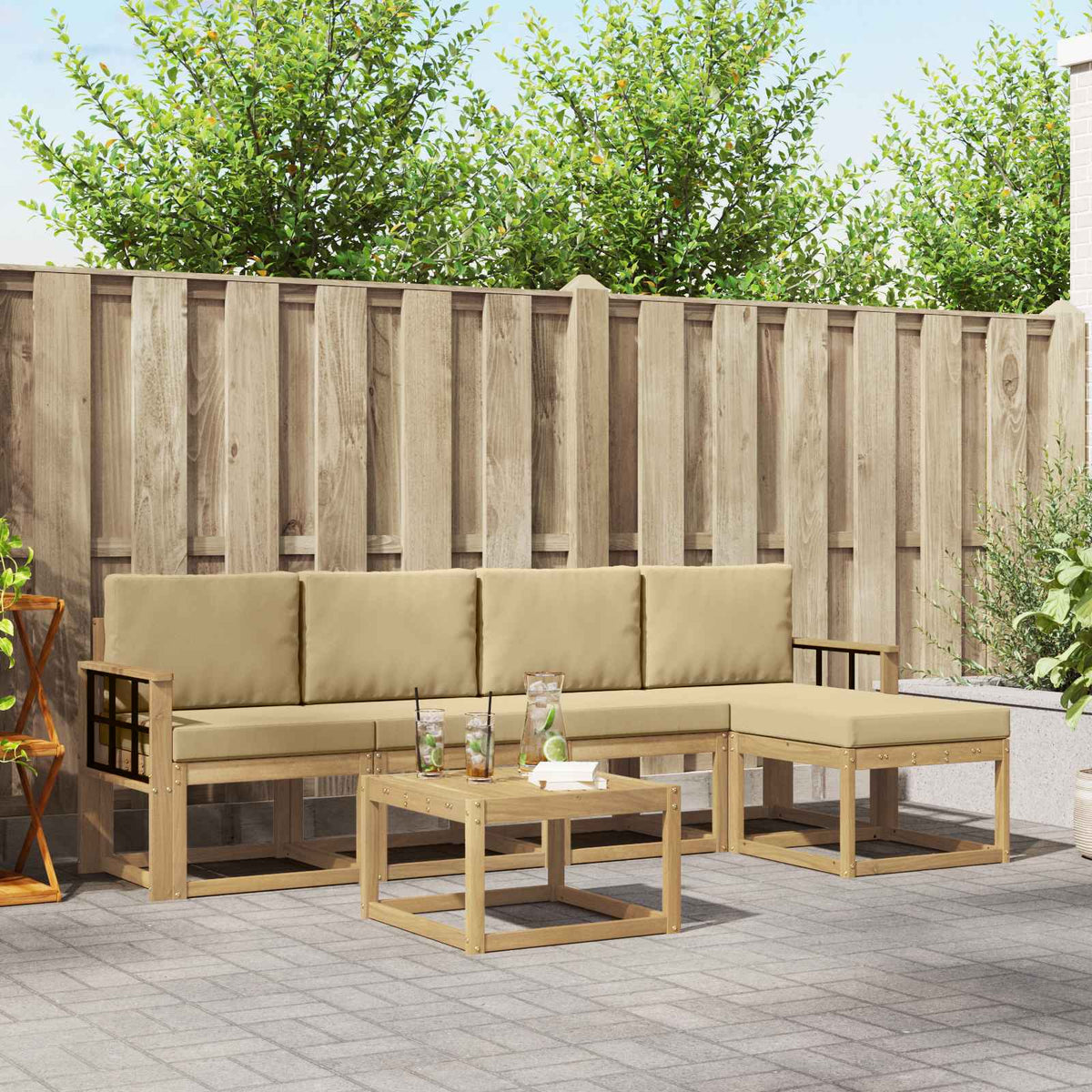 Set di divani da esterno 6 pz Bianco e Beige | homemem39