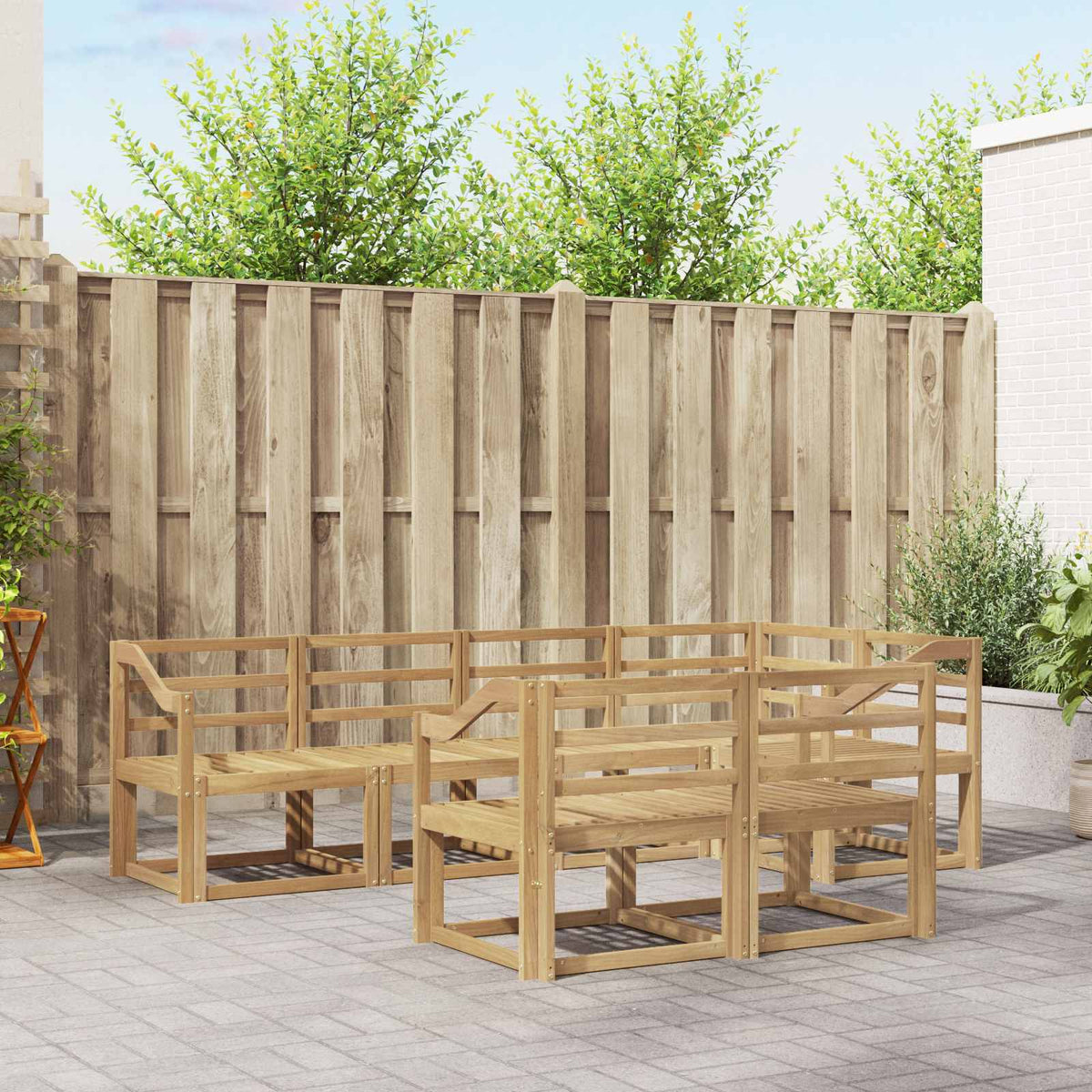 Set di divani da esterno 7 pz Bianco Legno di Acacia Massello | homemem39