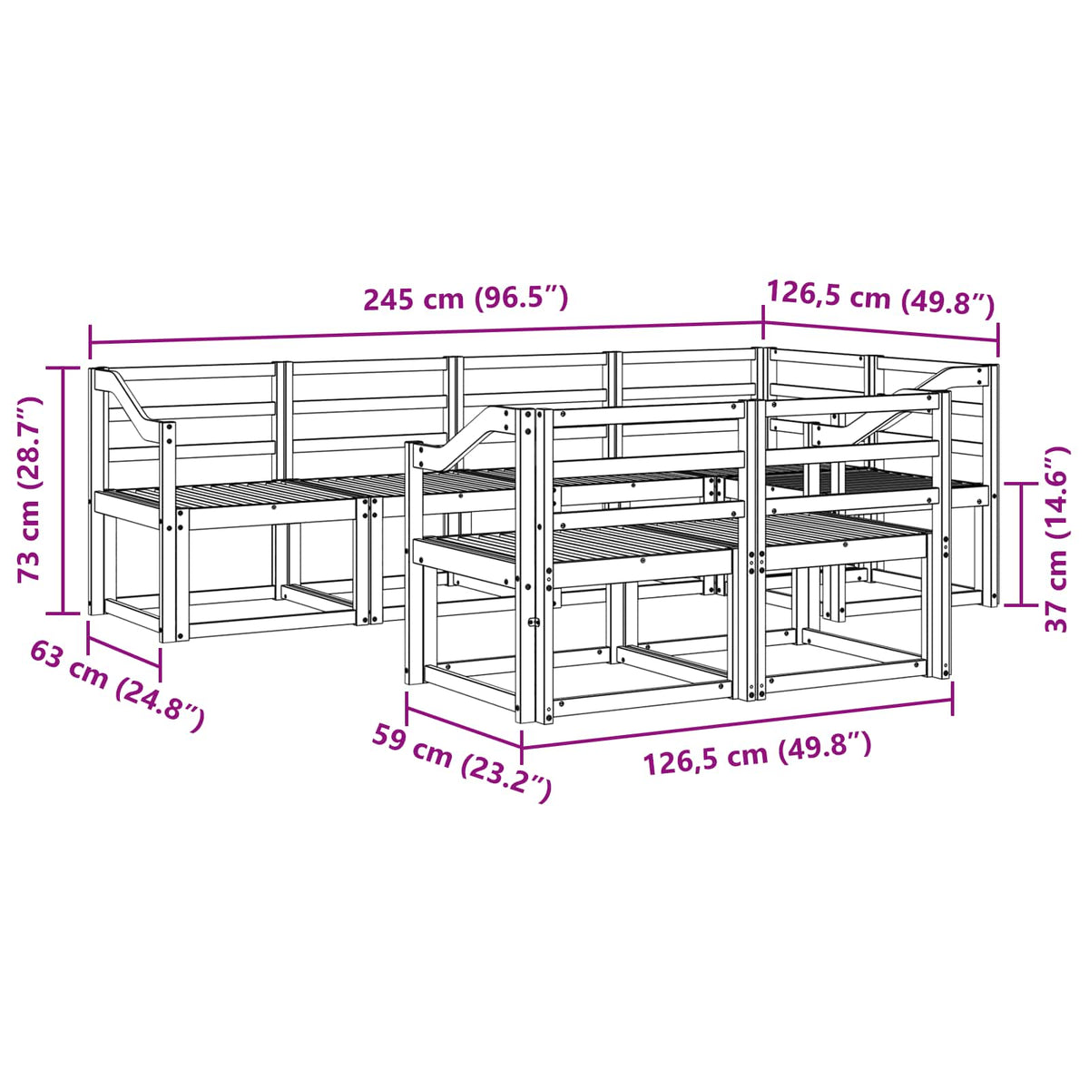 Set di divani da esterno 7 pz Bianco Legno di Acacia Massello | homemem39