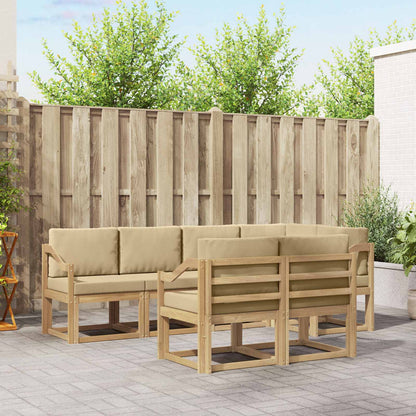 Set di divani da esterno 7 pz 7-Posti Bianco e Beige Poliestere | homemem39